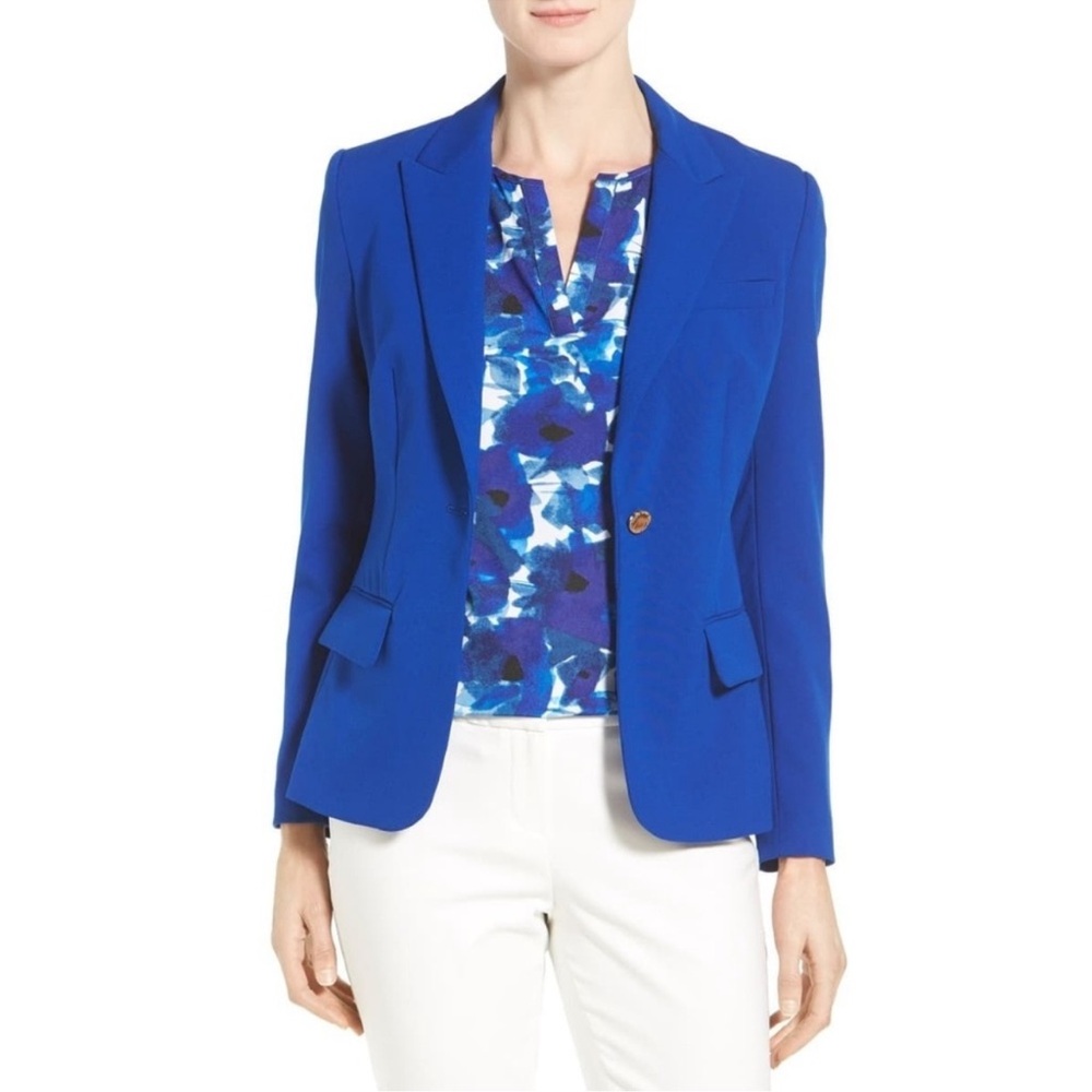 IVANKA TRUMP Womens Royal Blue Blazer Gold Size 8
